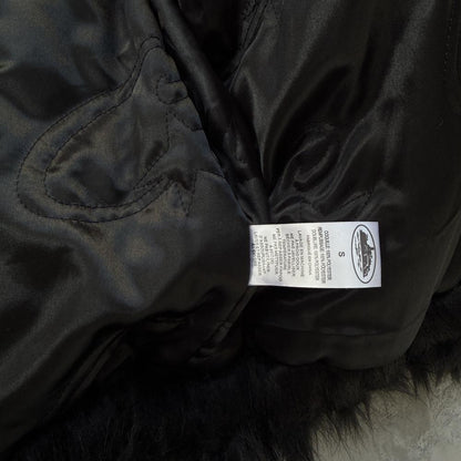 Faux fur hooded jacket-black