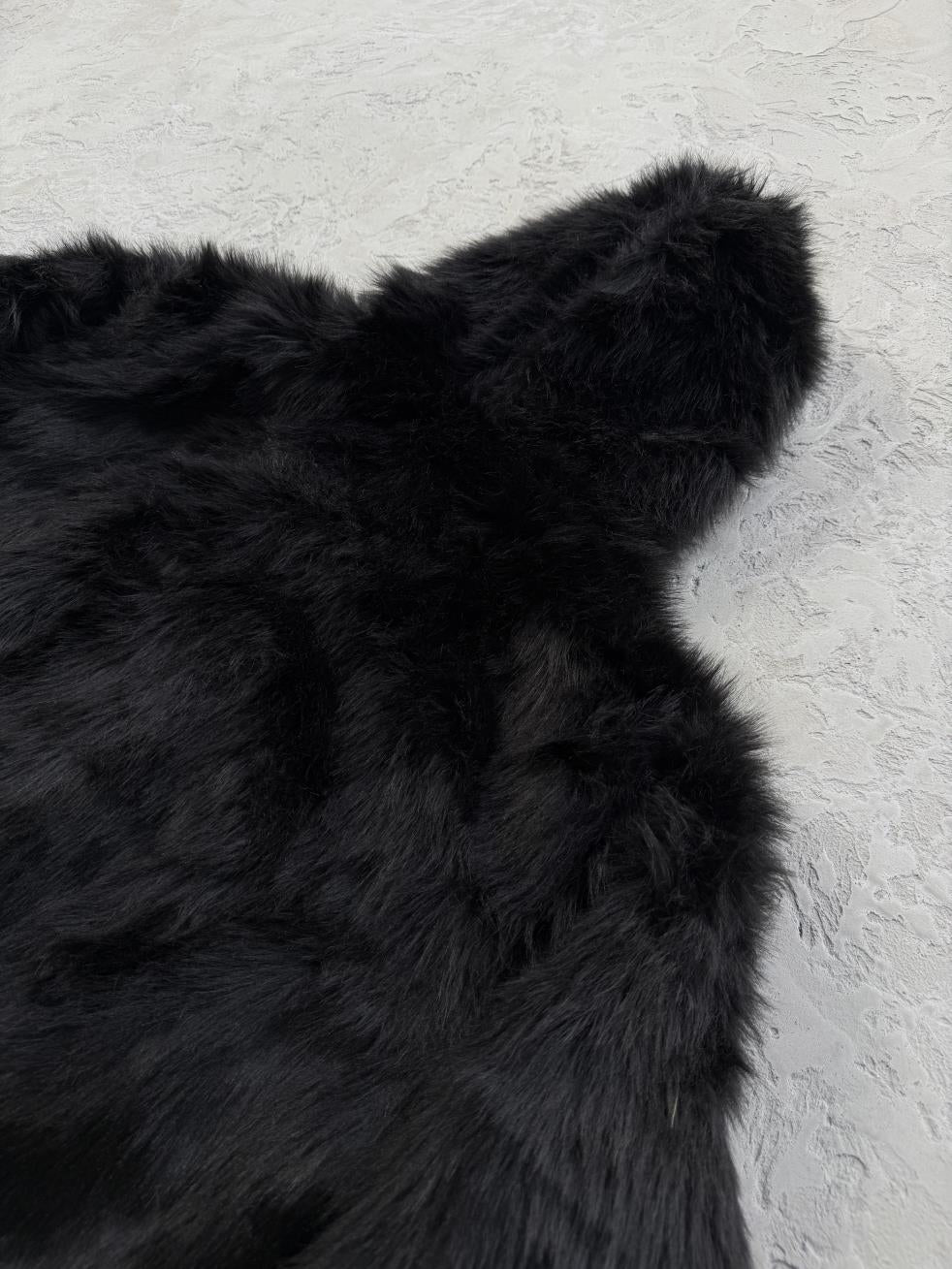 Faux fur hooded jacket-black