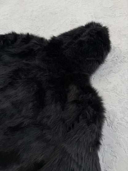 Faux fur hooded jacket-black