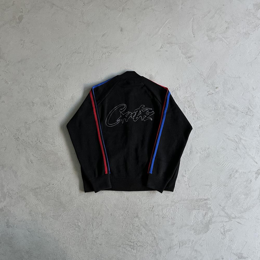 Knit zip up fleece- Black