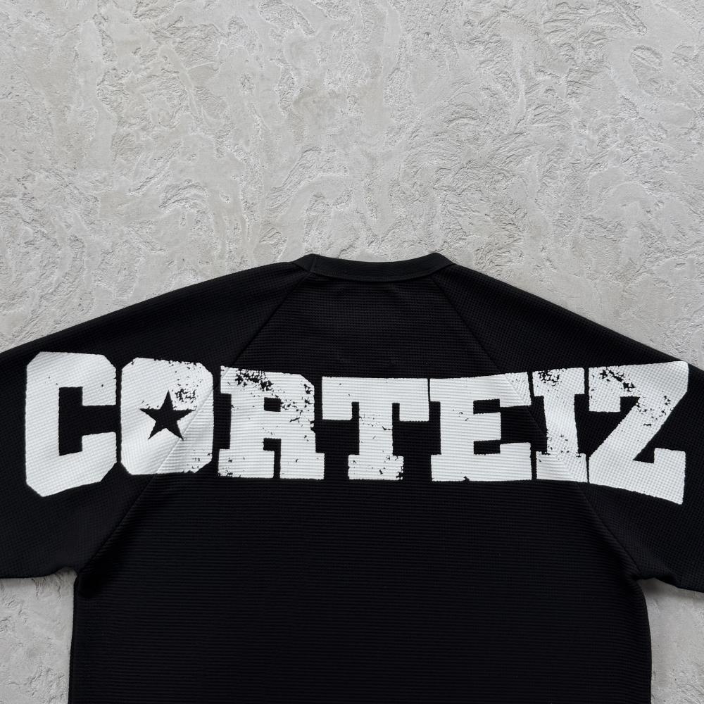 Star Raglan Waffle Thermal -Black