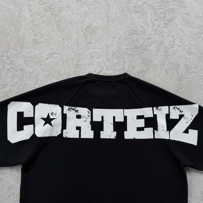 Star Raglan Waffle Thermal -Black