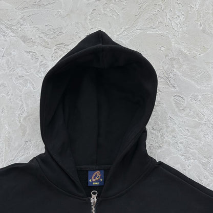 hybrid jacquard knit alcatraz zip hoodie-black