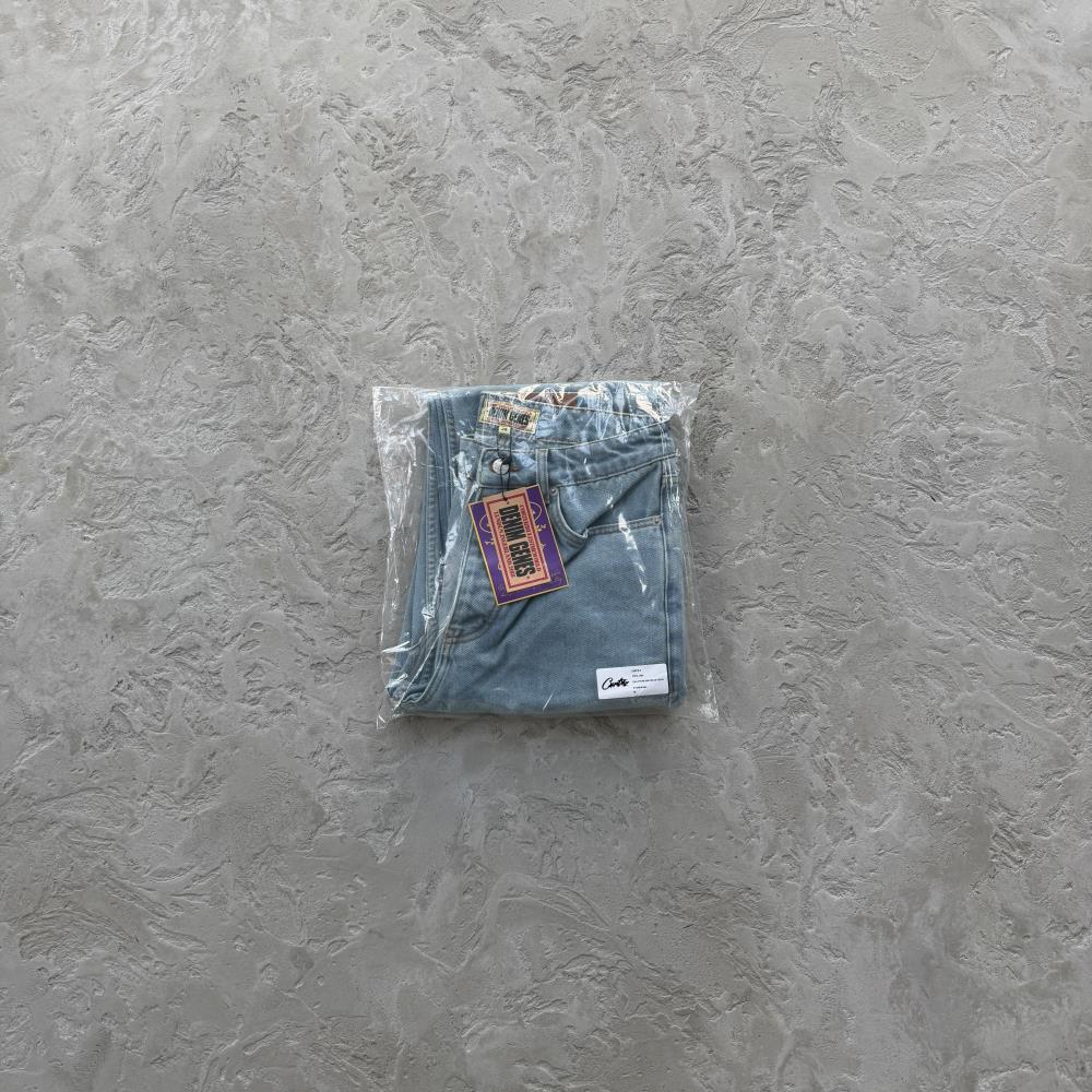 DUAL STRIPE BAGGY JEANS-blue