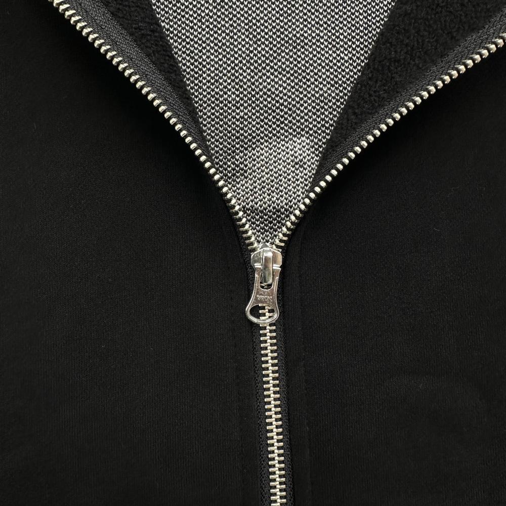 hybrid jacquard knit alcatraz zip hoodie-black