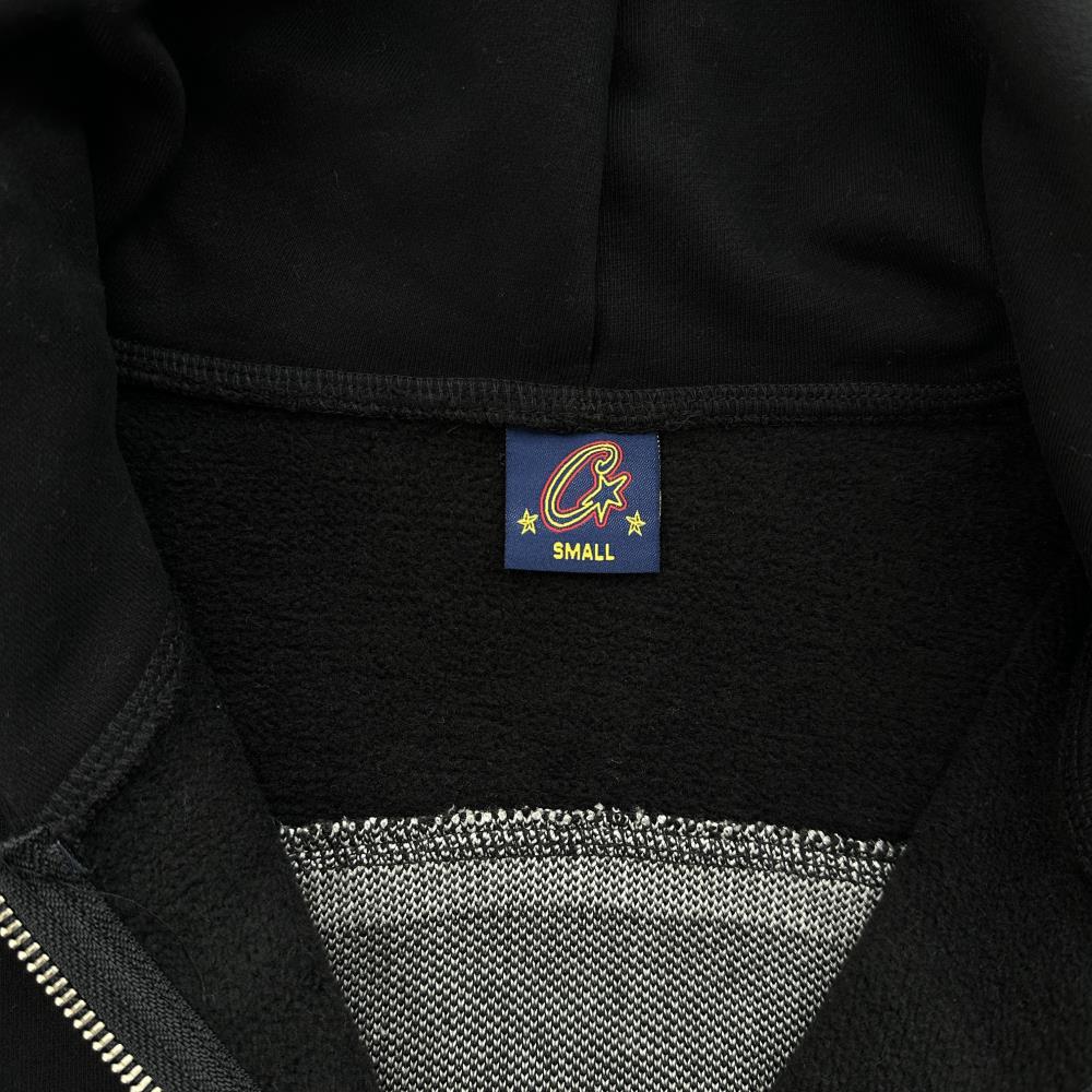 hybrid jacquard knit alcatraz zip hoodie-black