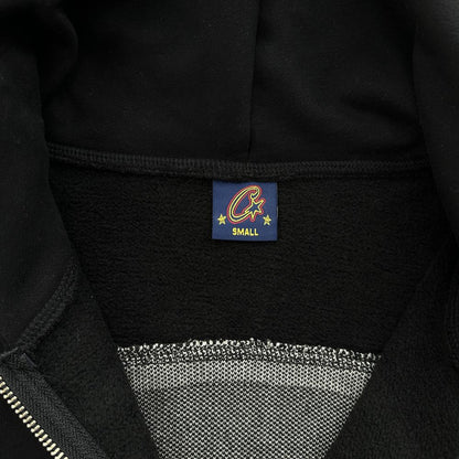 hybrid jacquard knit alcatraz zip hoodie-black