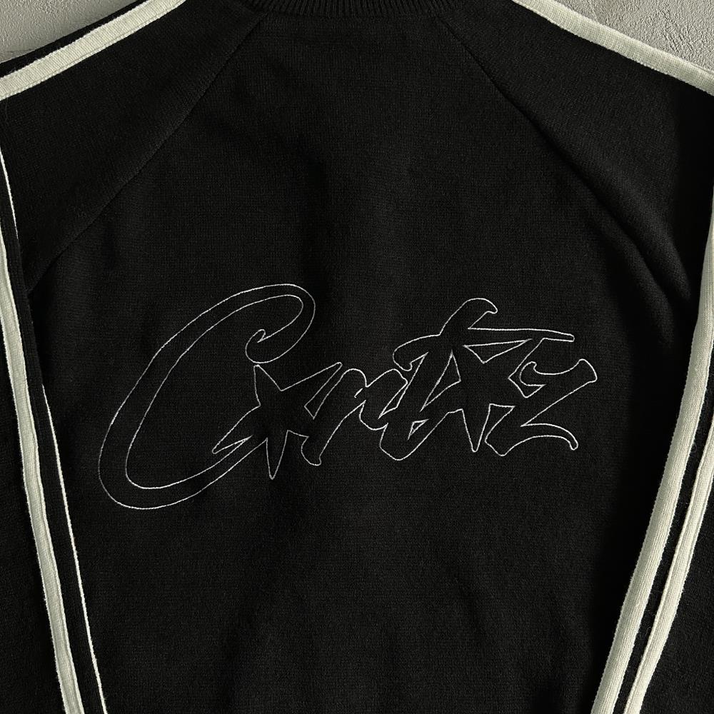 Knit zip up fleece-black