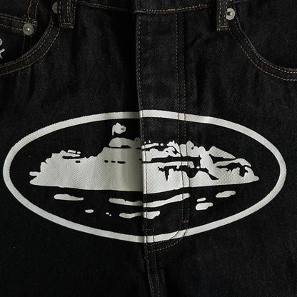 CR island baggy jeans-black