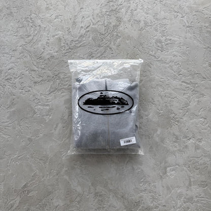 Lundun Stitch Zip Hoodie -Heather Grey