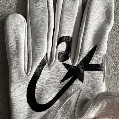 (Genuine cowhide) White leather gloves