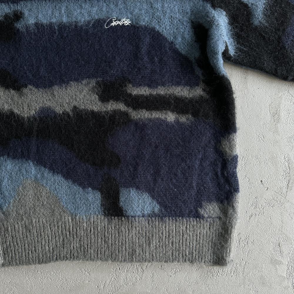 Mohair kmit sweater deep ocean camo
