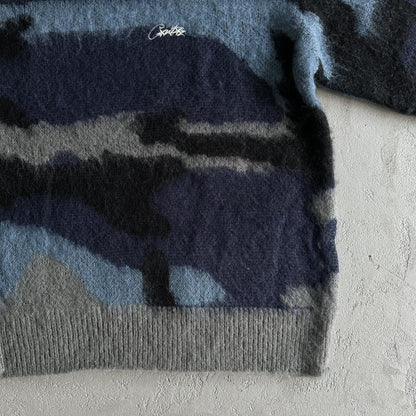 Mohair kmit sweater deep ocean camo