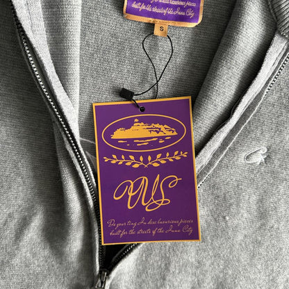 Knit zip up fleece-grey