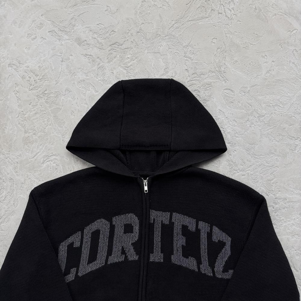 3M college knit zip hoodie-black