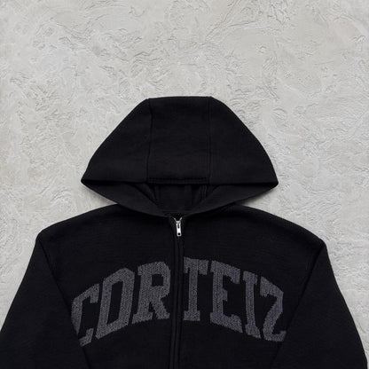 3M college knit zip hoodie-black