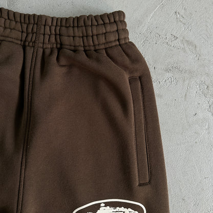 island puff print zip set-brown