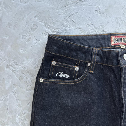 DUAL STRIPE BAGGY JEANS-black