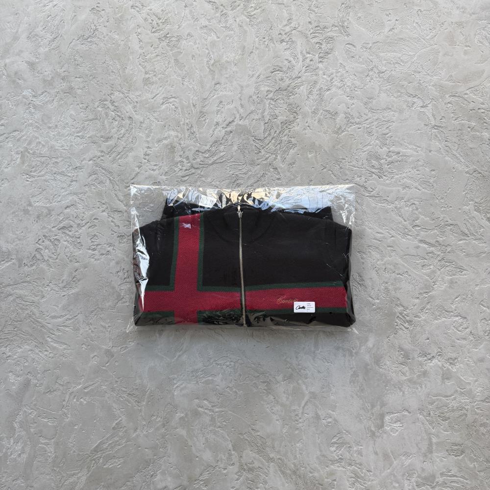 lux knit zip up-black