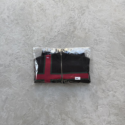 lux knit zip up-black