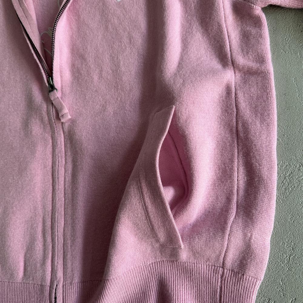 Knit zip up fleece-pink
