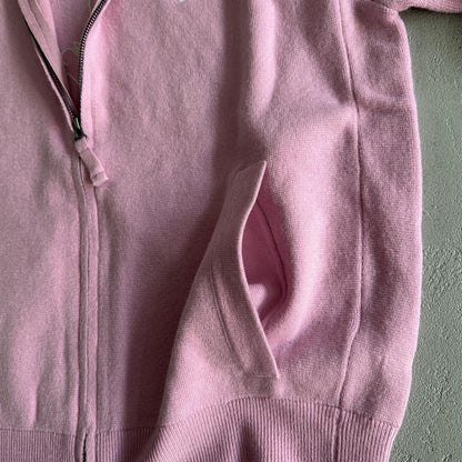 Knit zip up fleece-pink