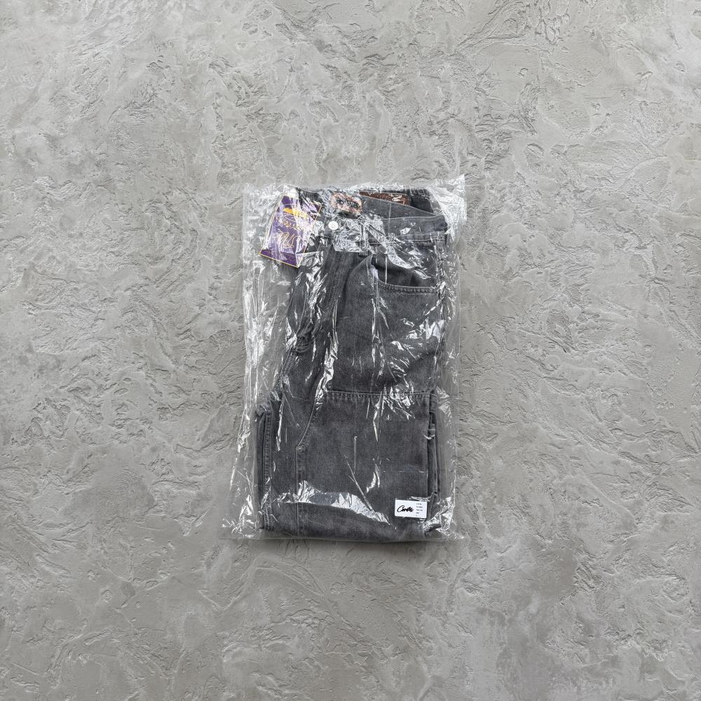 EMBOSSED C-STAR DENIM WORK PANT-grey