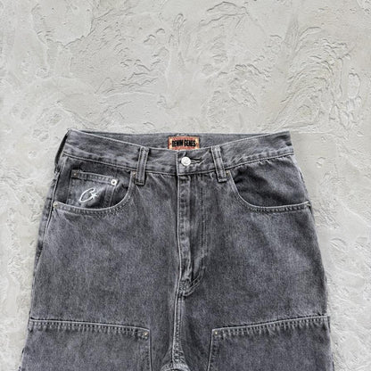 EMBOSSED C-STAR DENIM WORK PANT-grey