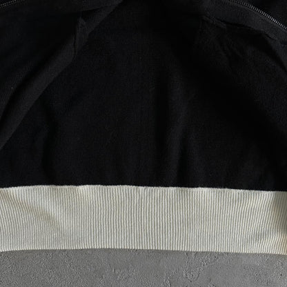 Knit zip up fleece-black and white