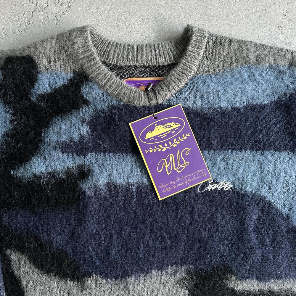 Mohair kmit sweater deep ocean camo
