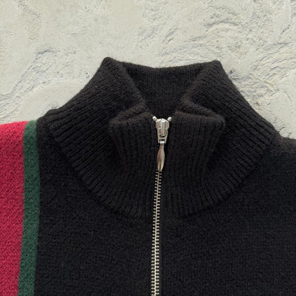 lux knit zip up-black