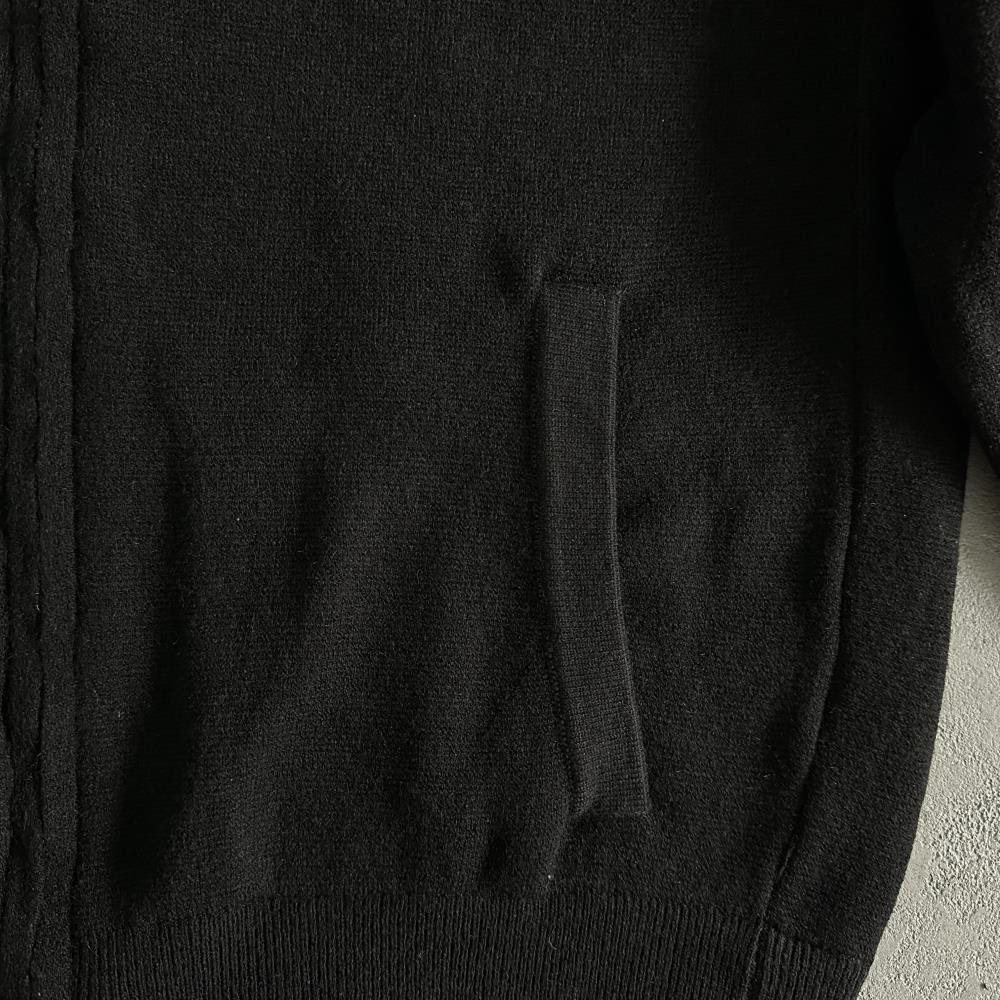 Knit zip up fleece-black