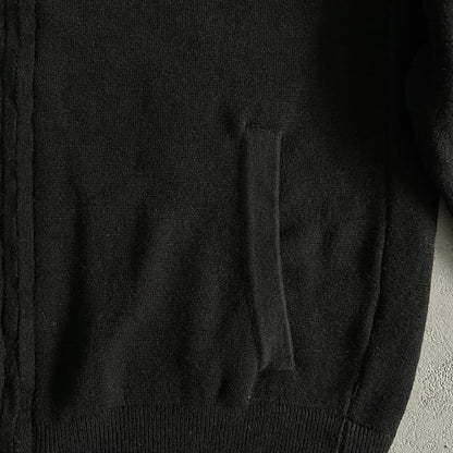 Knit zip up fleece-black