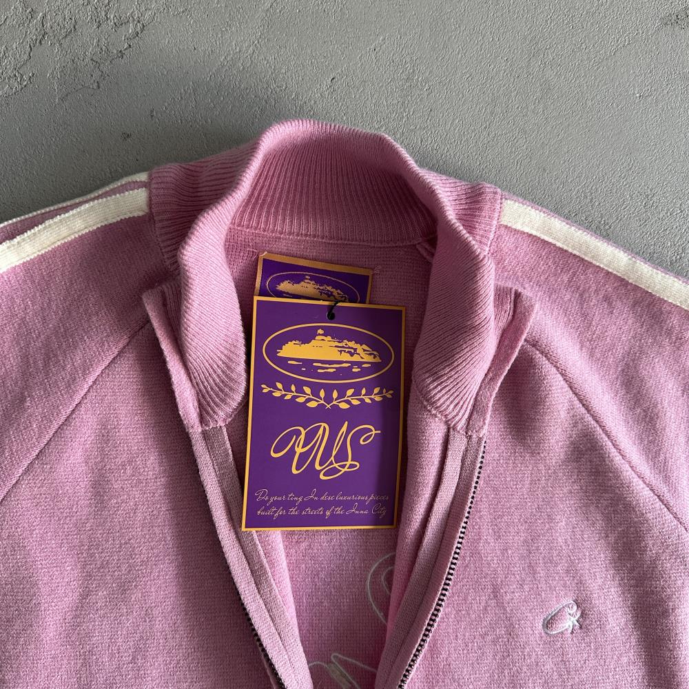 Knit zip up fleece-pink