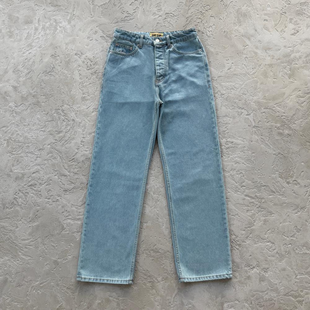 DUAL STRIPE BAGGY JEANS-blue