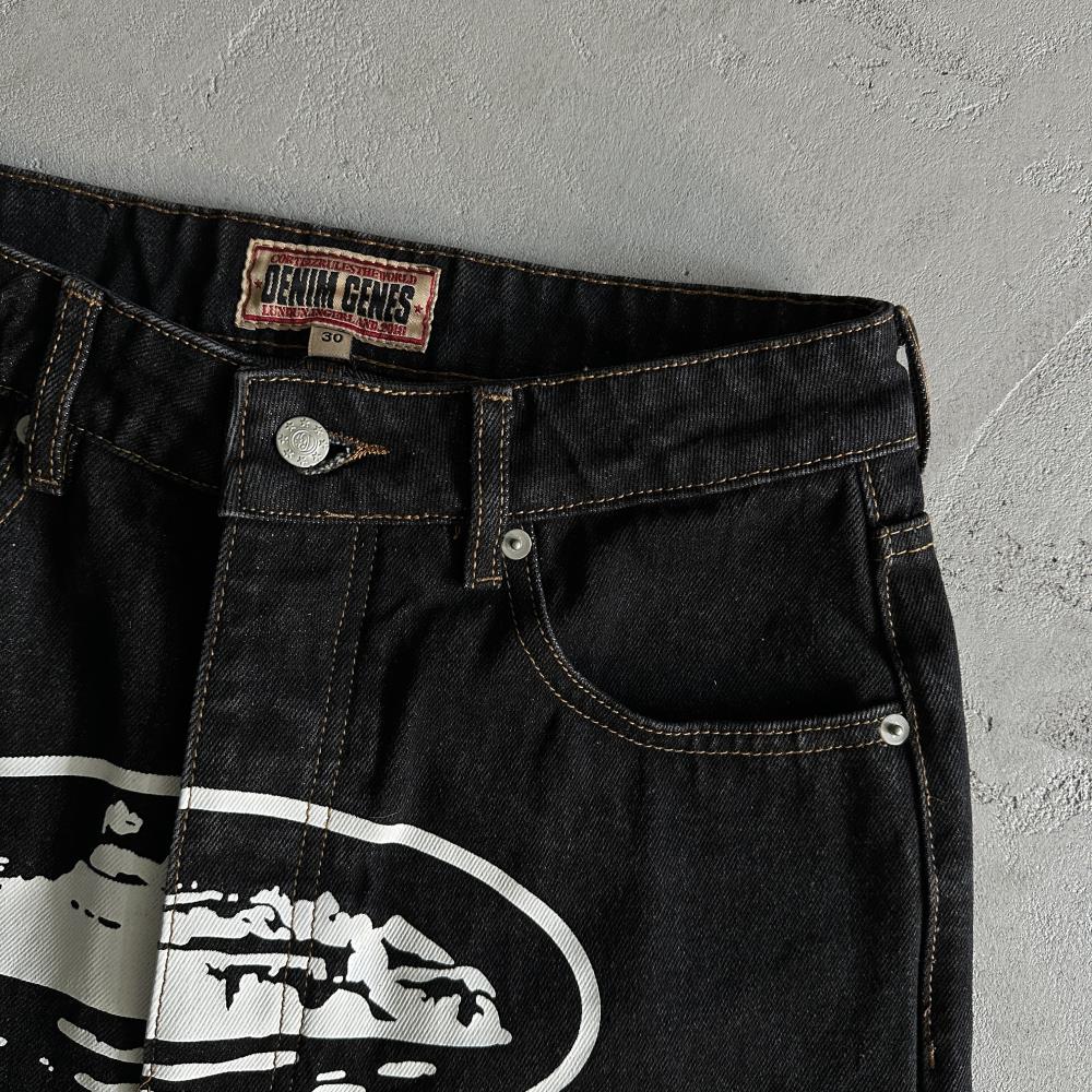 CR island baggy jeans-black