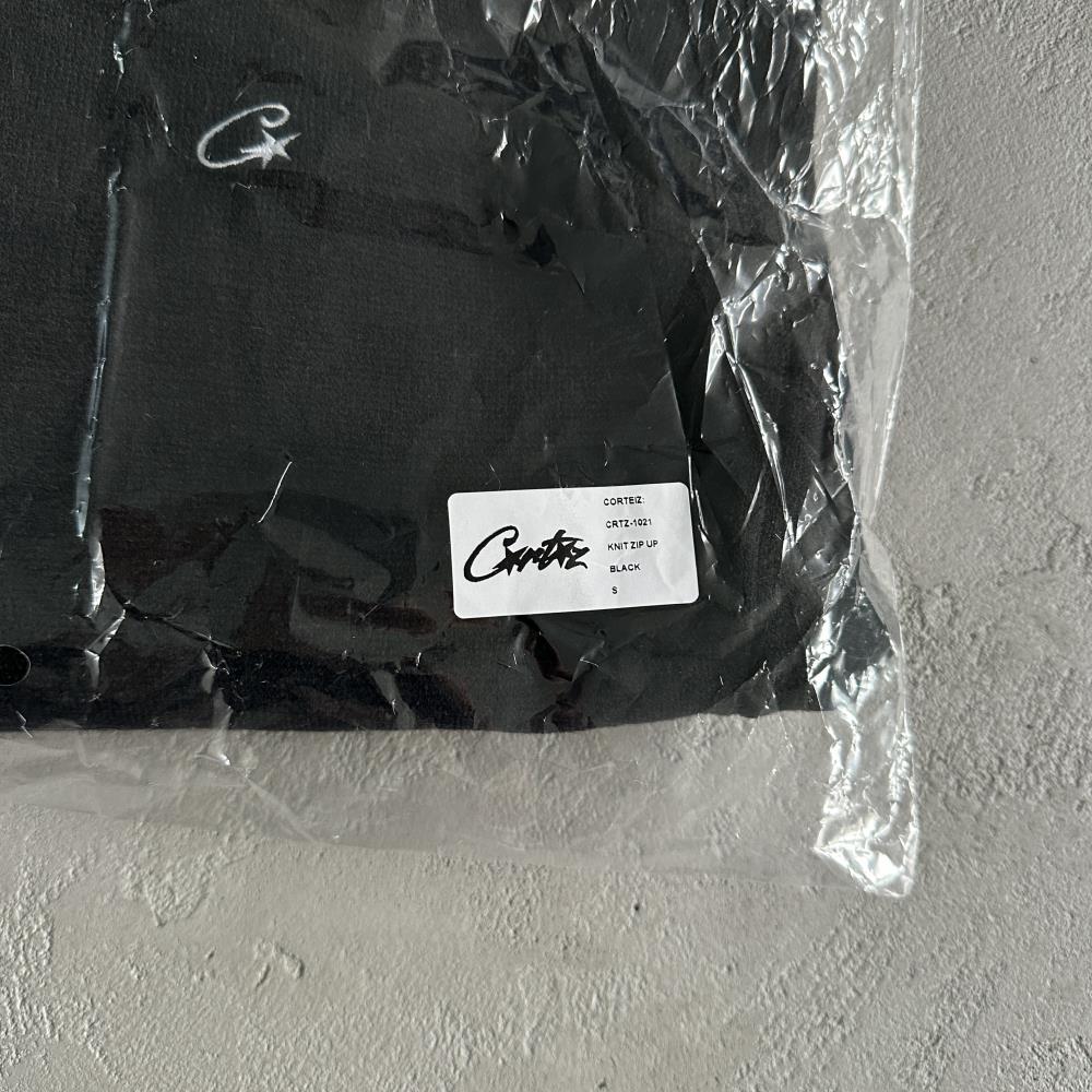 Knit zip up fleece-black