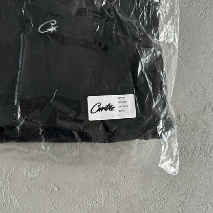 Knit zip up fleece-black