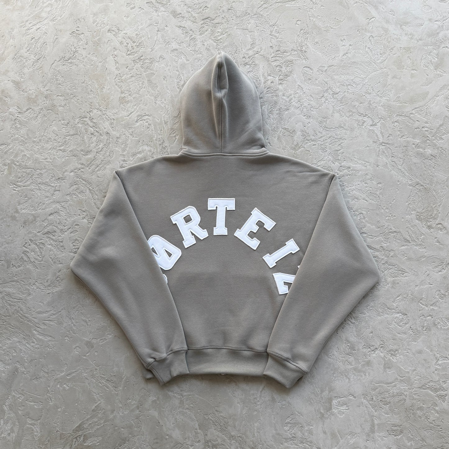 college arch open hem set-grey
