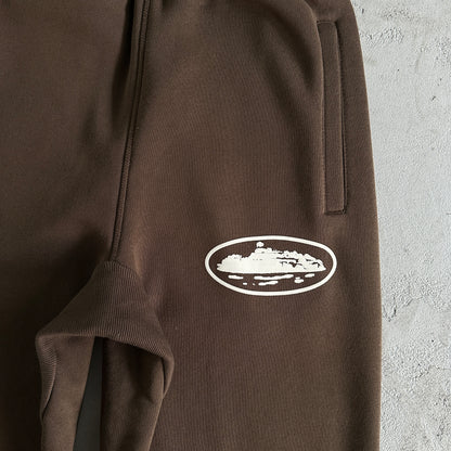 island puff print zip set-brown