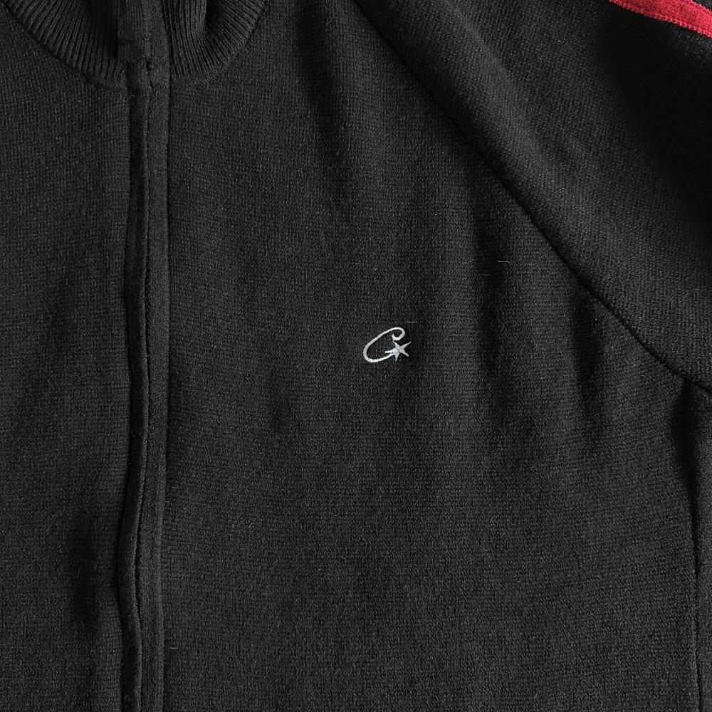 Knit zip up fleece- Black