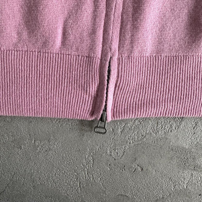 Knit zip up fleece-pink