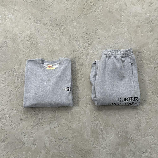 Hmp stencil crewneck set-grey