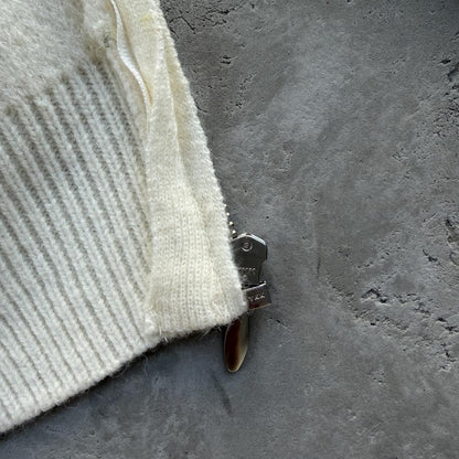 lux knit zip up-White