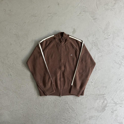 Knit zip up fleece-brown