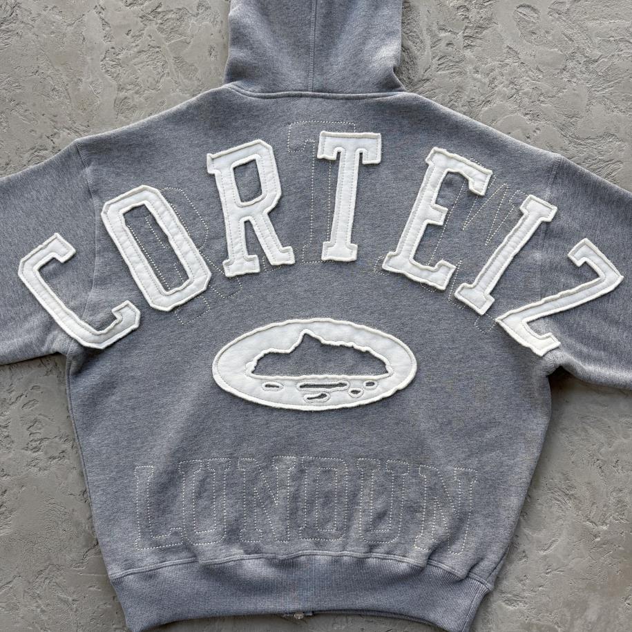 Lundun Stitch Zip Hoodie -Heather Grey