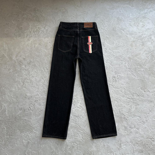 DUAL STRIPE BAGGY JEANS-black