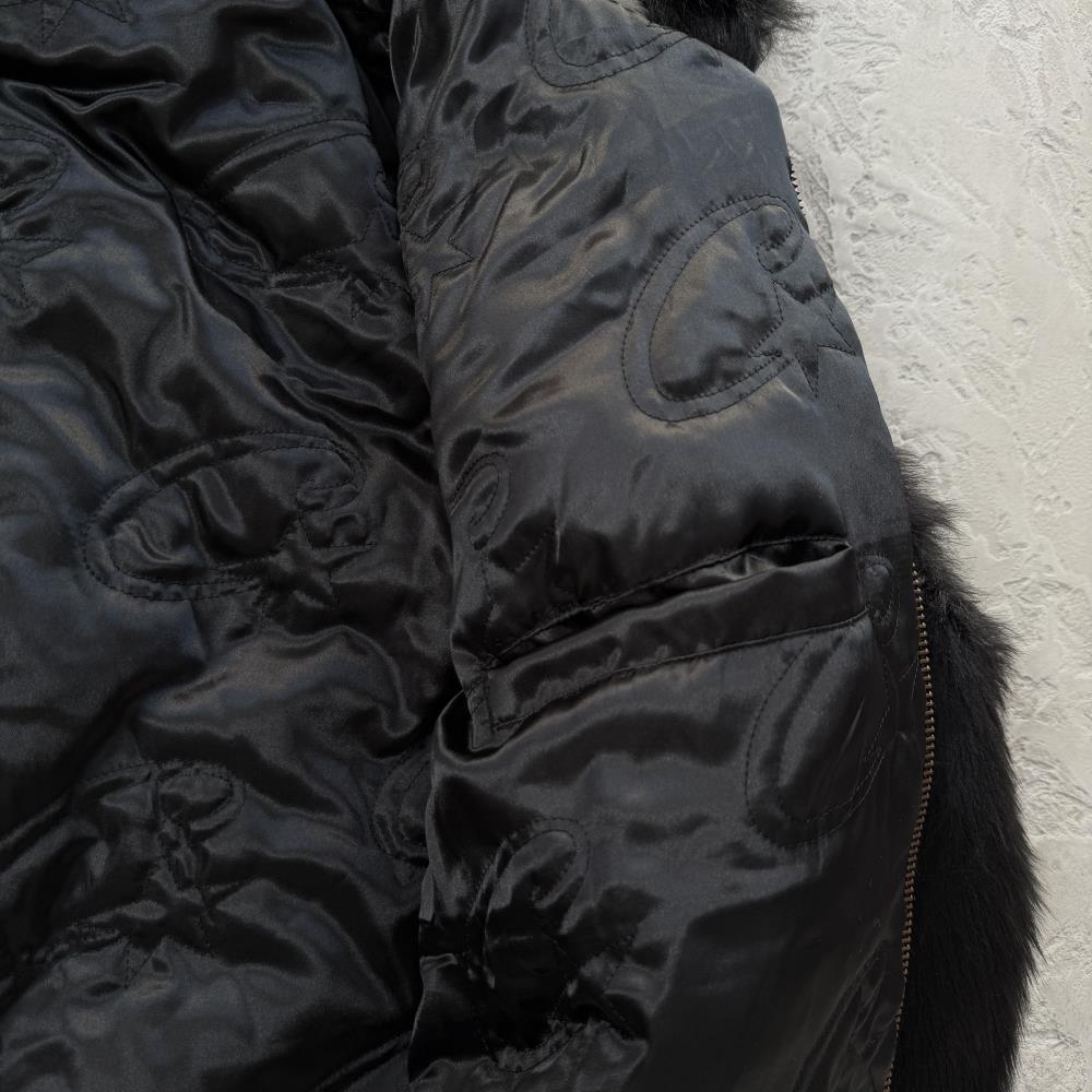 Faux fur hooded jacket-black