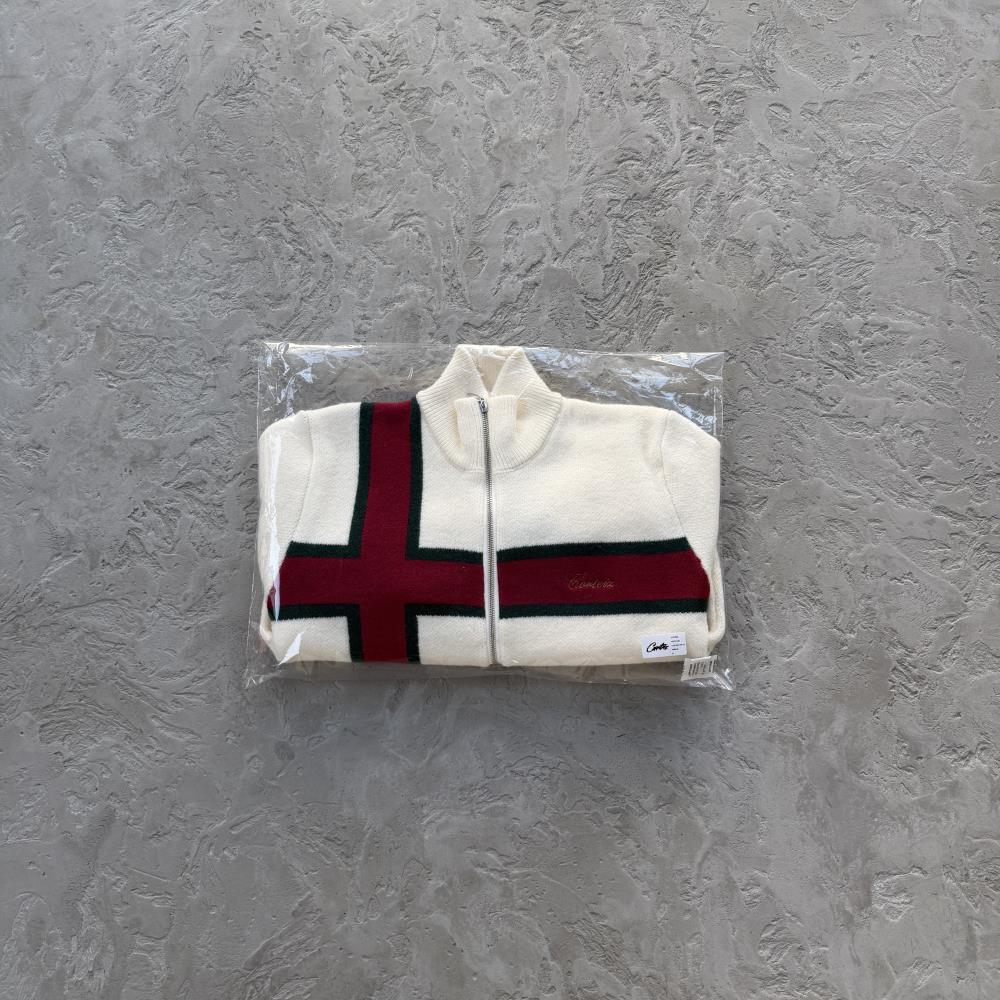 lux knit zip up-White