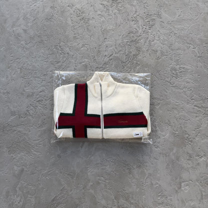 lux knit zip up-White